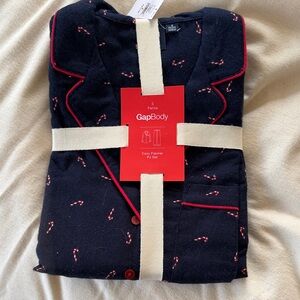 GapBody Navy Pajama Set with candy cane Accents